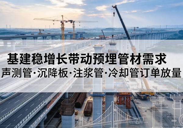 新源基建稳增长带动预埋监测管材需求，声测管、沉降板、注浆管订单持续放量